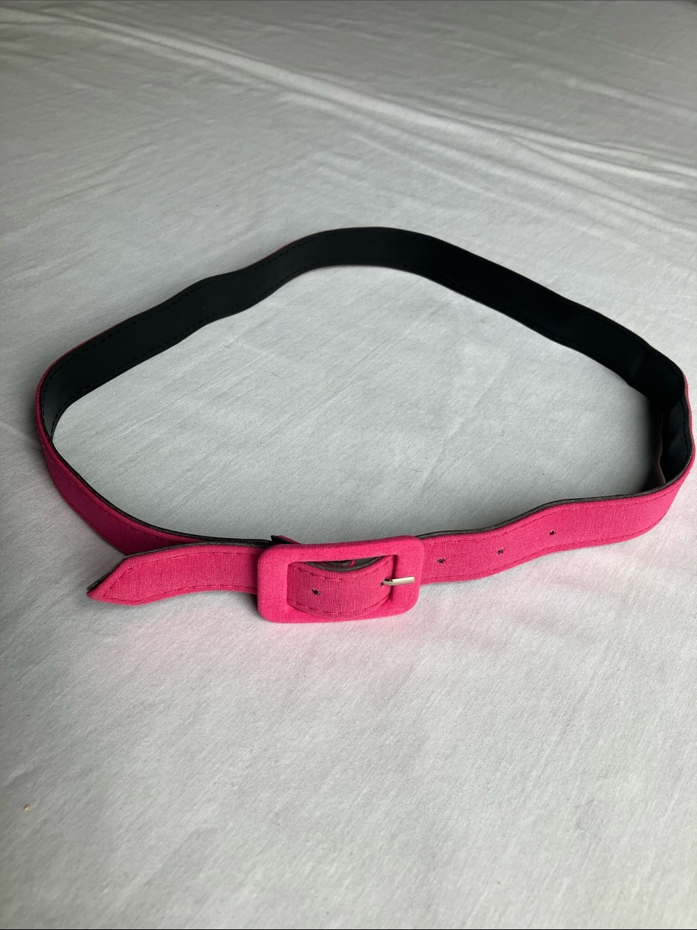 Pink belt fabric rectangular buckle skinny 1 inch wide retro